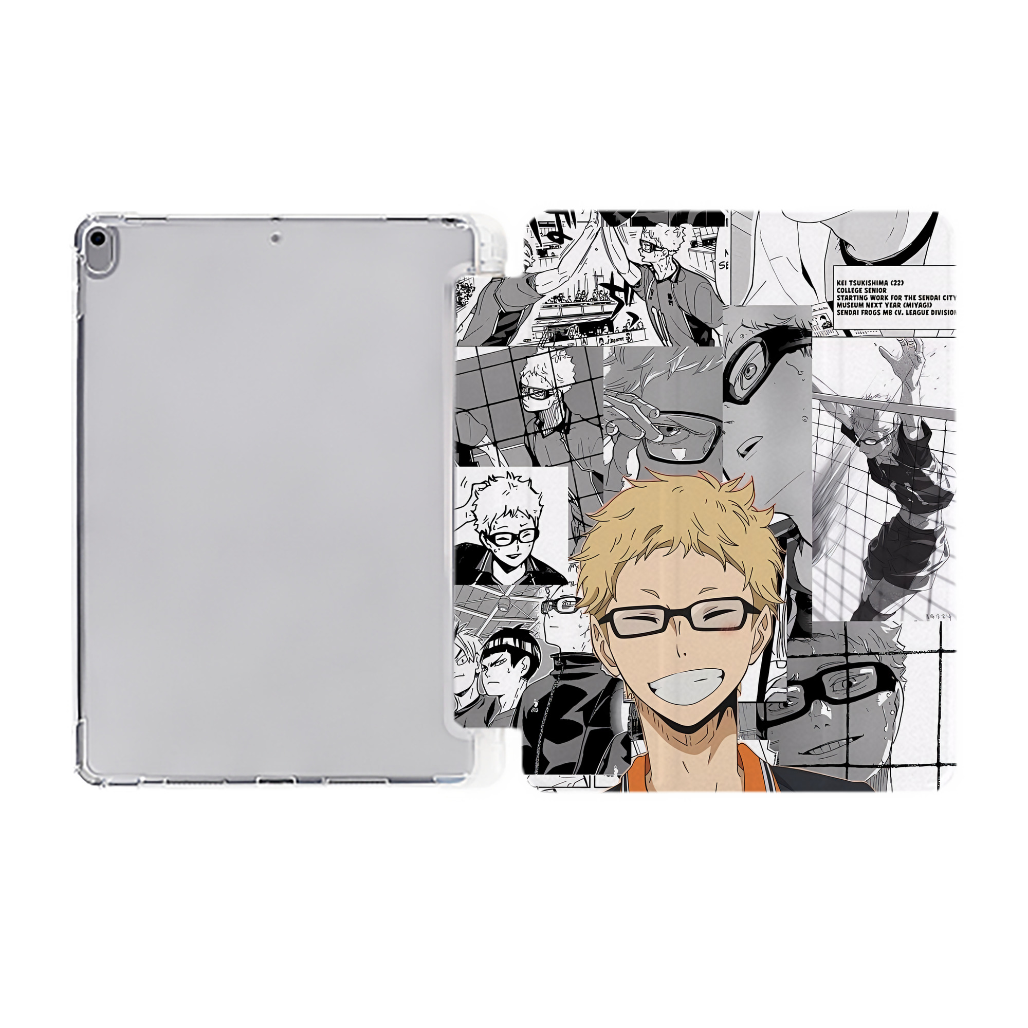 （画像用） ハイキュー!! Haikyu!! IPad ケース ペン収納付き 三つ折りスタンド PUレザー×シリコン 対応機種9.5/10.5/10.9インチ